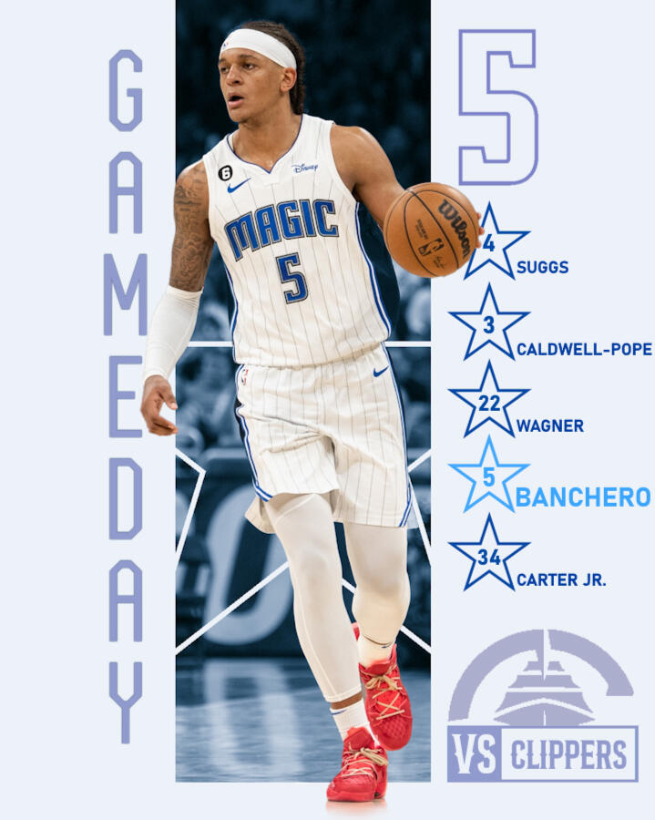 Paolo Banchero Gameday Graphic against Los Angeles Clippers (24-25' NBA Season)